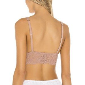 Free People NEW Size Small Teegan Bralette Lace Ribbed Strawberry Nude OB1086724
